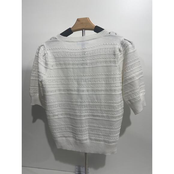 Draper James White Knit Short-Sleeve Sweater Top | Cropped Fit | Size Small - Picture 5 of 6